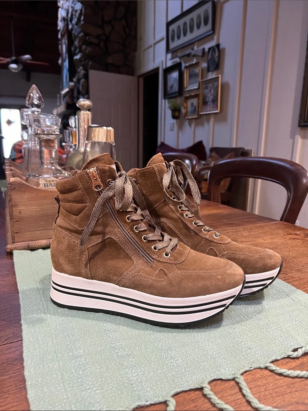 Nero Giardini Italian Suede Platform Sneakers